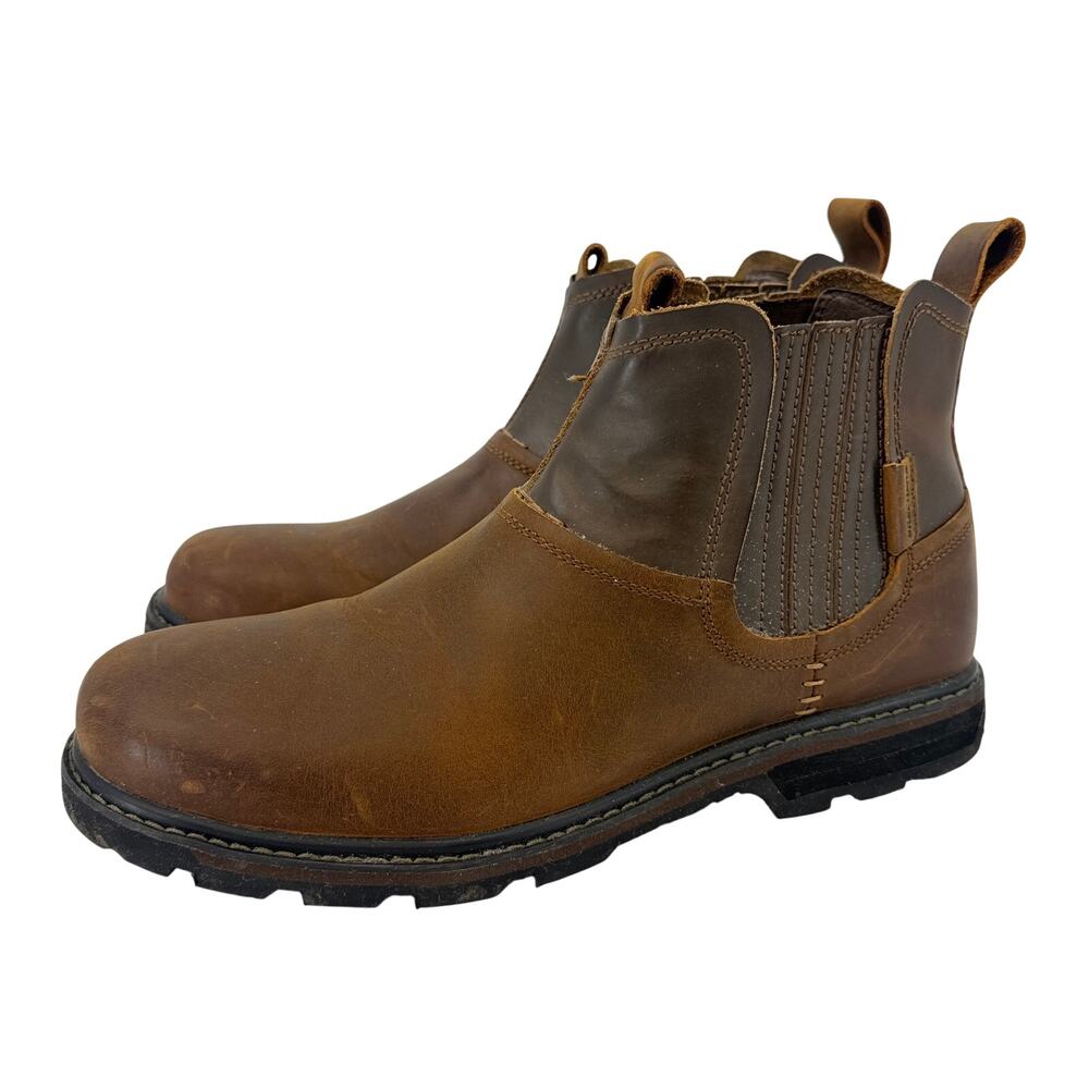 Skechers Blaine Orsen Mens 12 Brown Leather Chelsea Ankle Boots Lug Sole